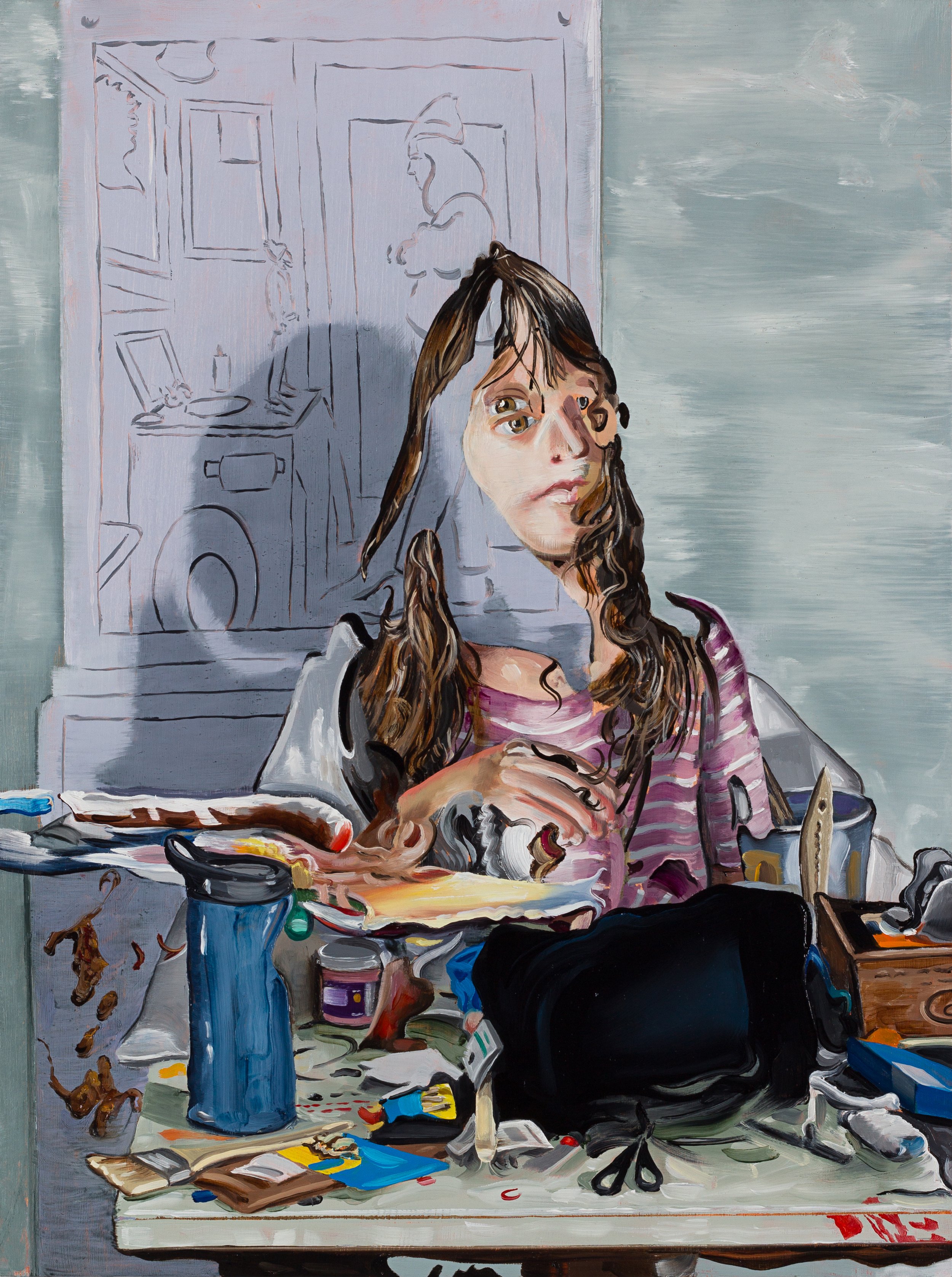 All Eyes , 2023. Oil on panel, 16 x 12 inches