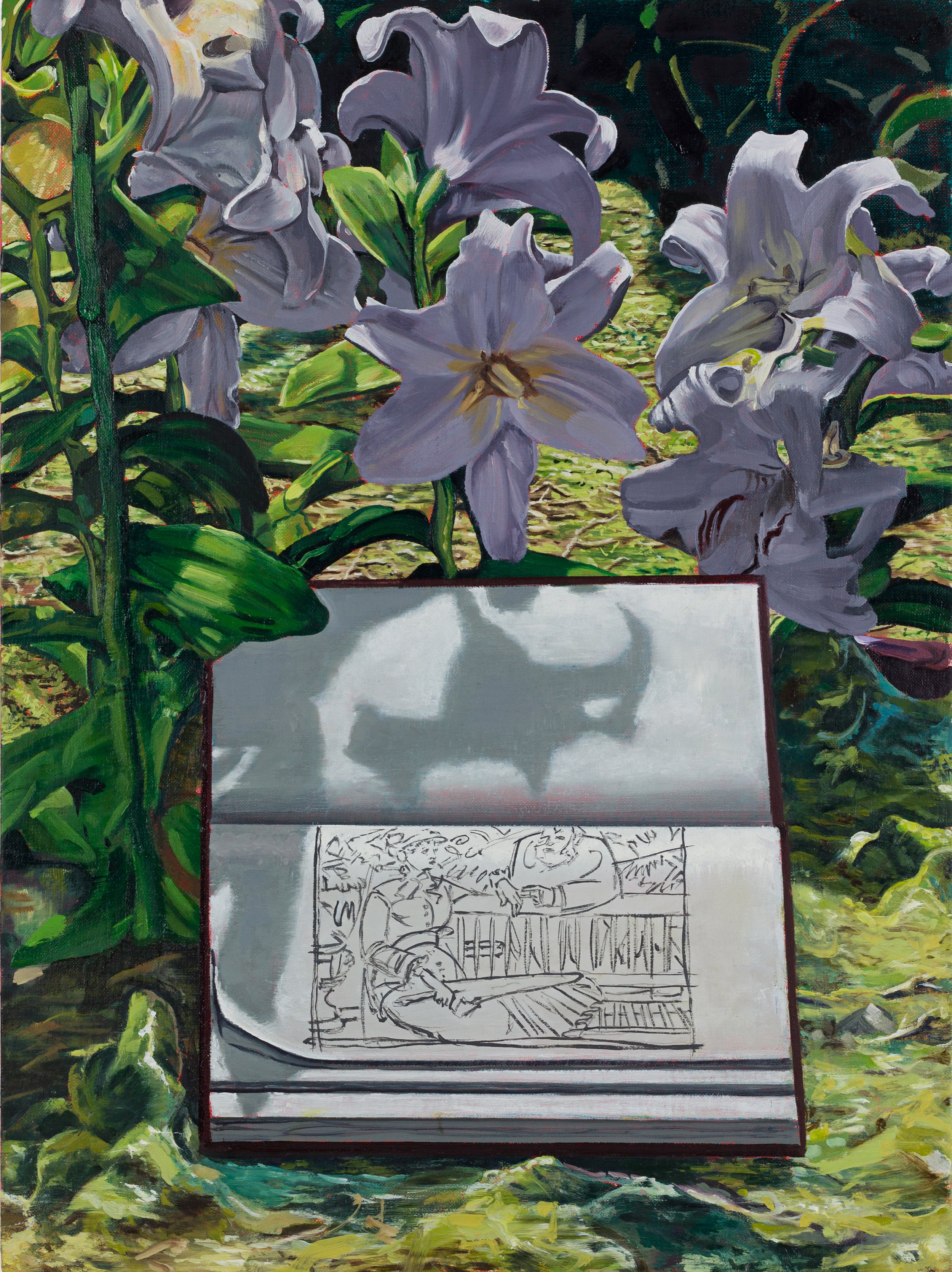In the Conservatory , 2024. Oil on linen over panel, 16 × 12 inches