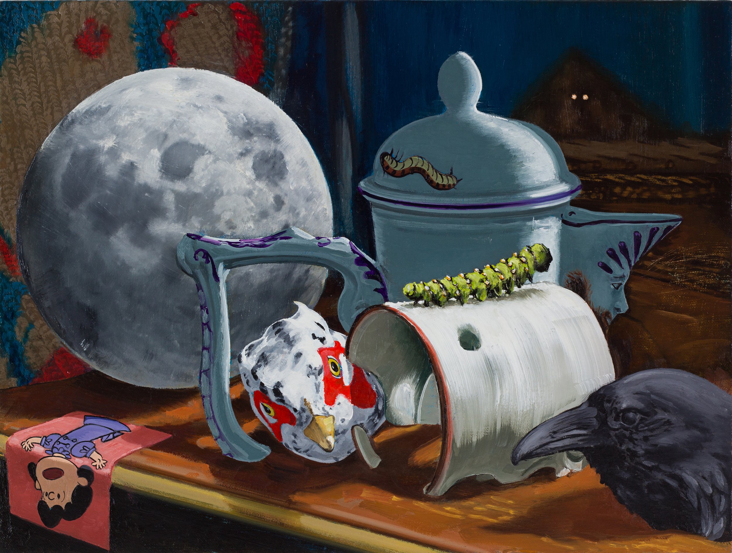 Feeding Us/Feeding on Us , 2024. Oil on linen over panel, 12 × 16 inches