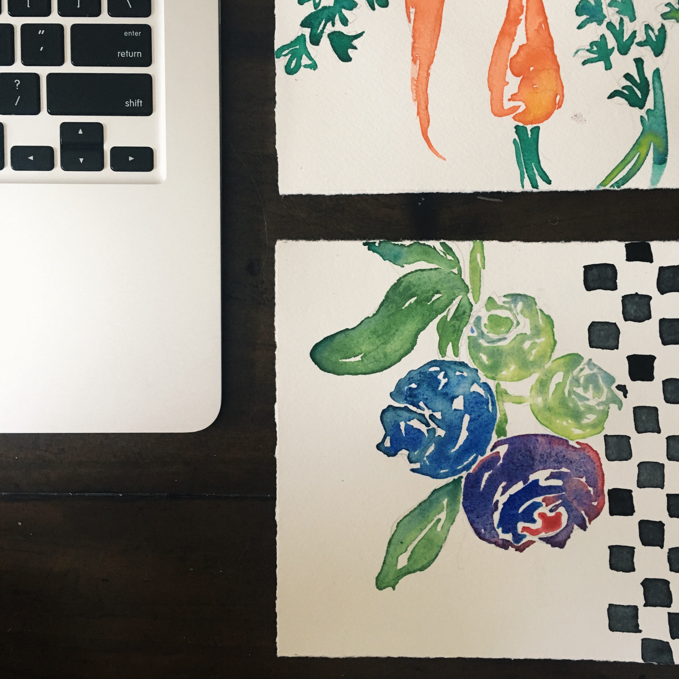 Have I ever before noticed the similarity between computer keys and the graphic patterns I put behind my paintings? No. Do I love it? Yes.