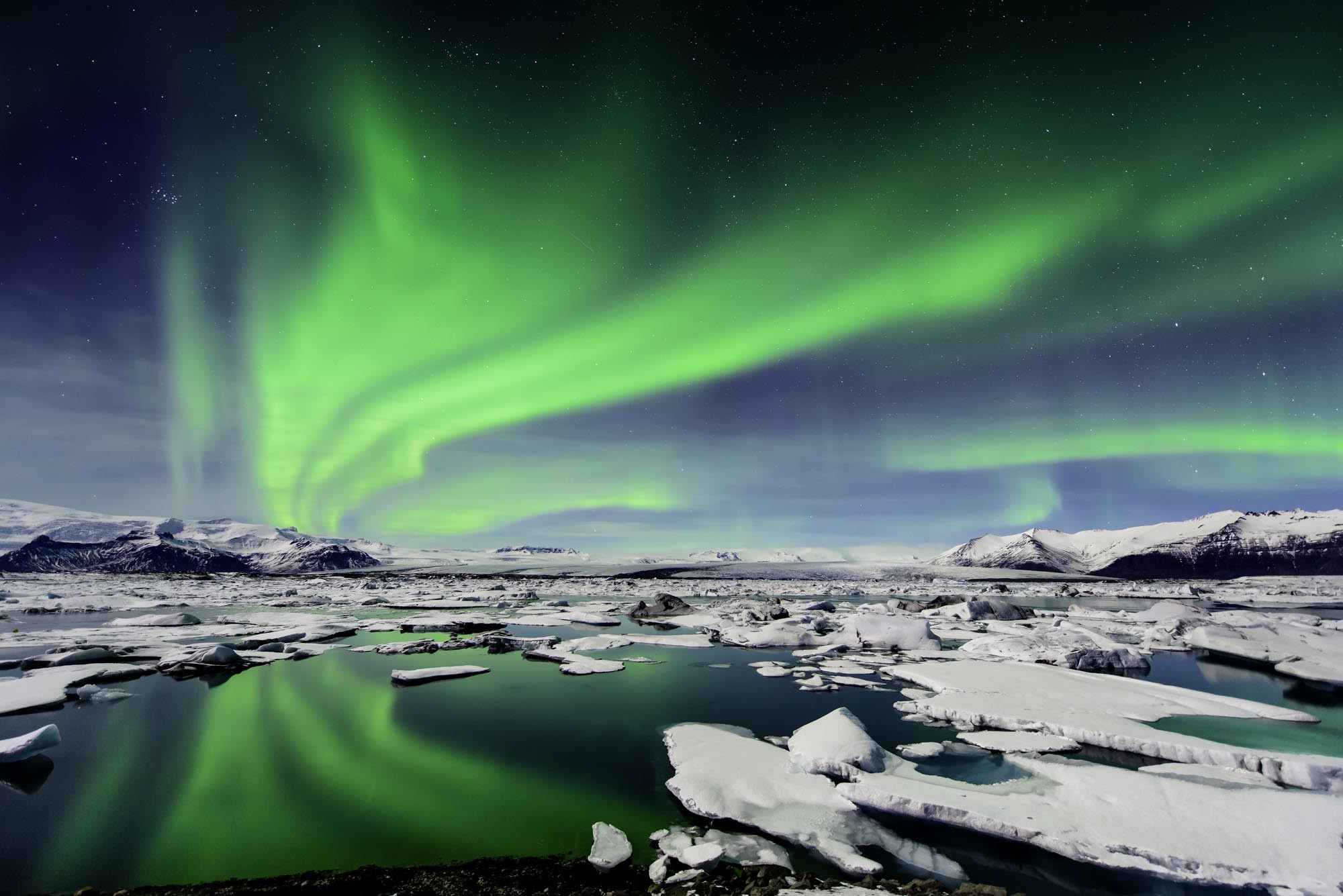 Aurora Borealis seen here in Southern Iceland