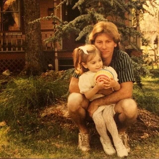 I know you guys like throwback pictures and while this isn&rsquo;t me being a goth nightmare in high school, I bet none of ya have seen me wear white. Happy Father&rsquo;s Day to this Bon Jovi looking dude, @angrysantaloci, in front of our pink Victo