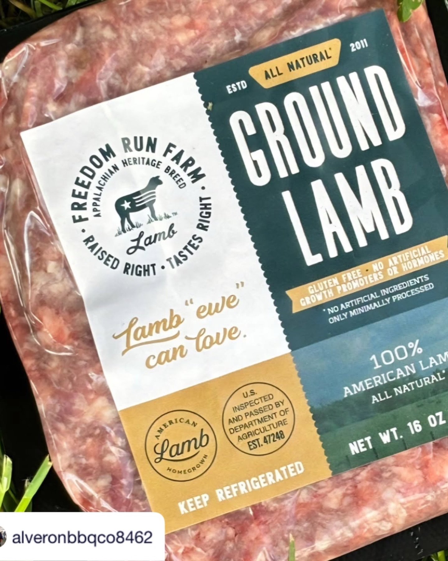 💚🇺🇸🐑🇺🇸💚 @alveronbbqco8462 &ldquo;I am so exited to make a signature Lowcountry Dish with this beautiful ground lamb from @freedomrunfarm.  I will be making a Lamb Perlo to be served at The No Forks Allow tasting Thursday Evening.  We will be a
