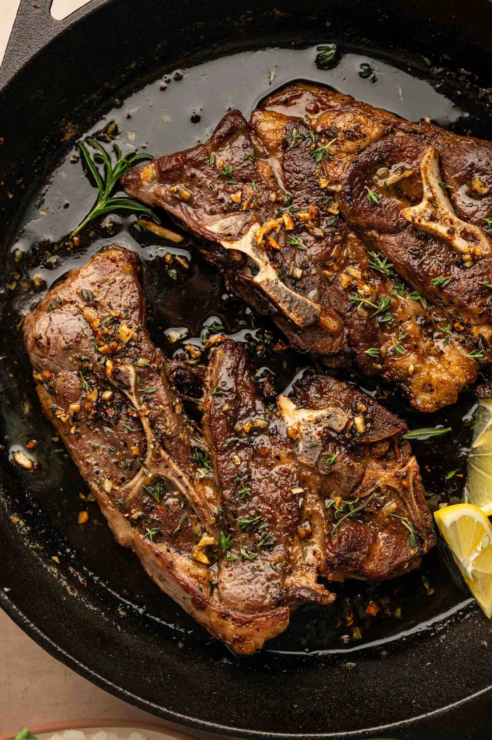 Pan-Seared Lamb Shoulder Chops with Garlic Herb Butter