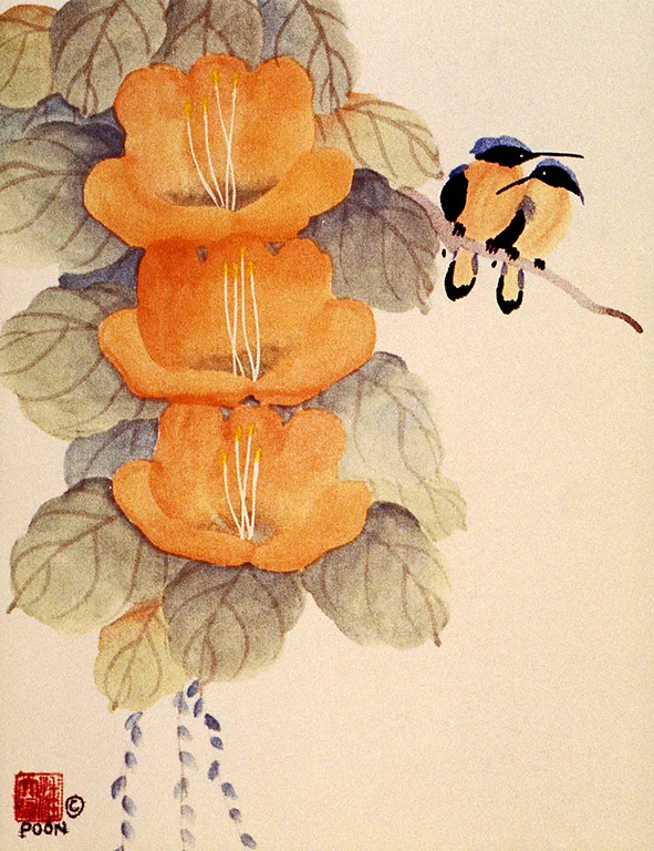 HUMMINGBIRDS WITH FLOWER BLOSSOM
