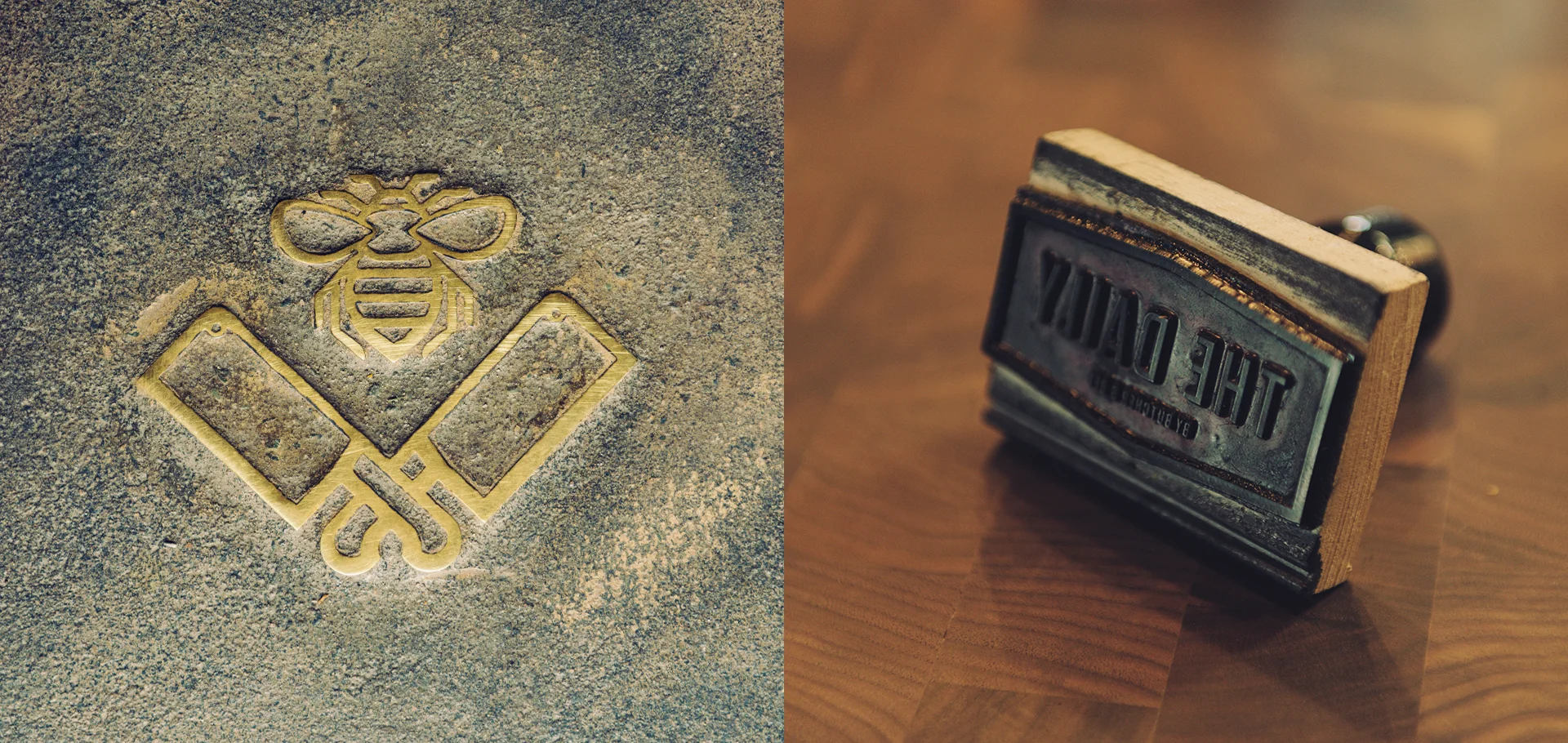     Tactile, human touches add to the warmth of the space. The bee and cleavers mark recessed into the concrete floor serves as one of the few direct aesthetic references to The Daily's sister/mother restaurant, Butcher &amp; Bee.&nbsp; 