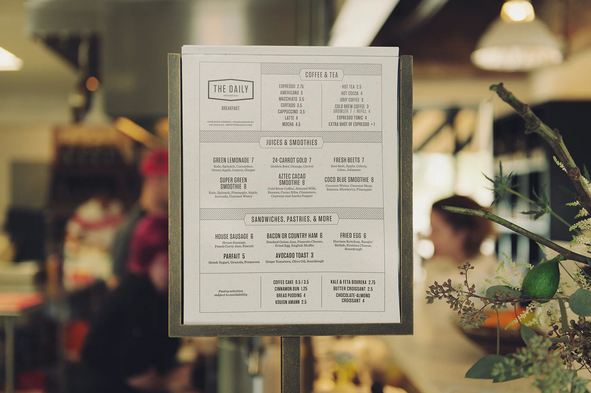     The Daily menu changes, well, daily, so a flexible and easily-printable menu template had to be designed that still looked considered and integrated in the space.&nbsp; 