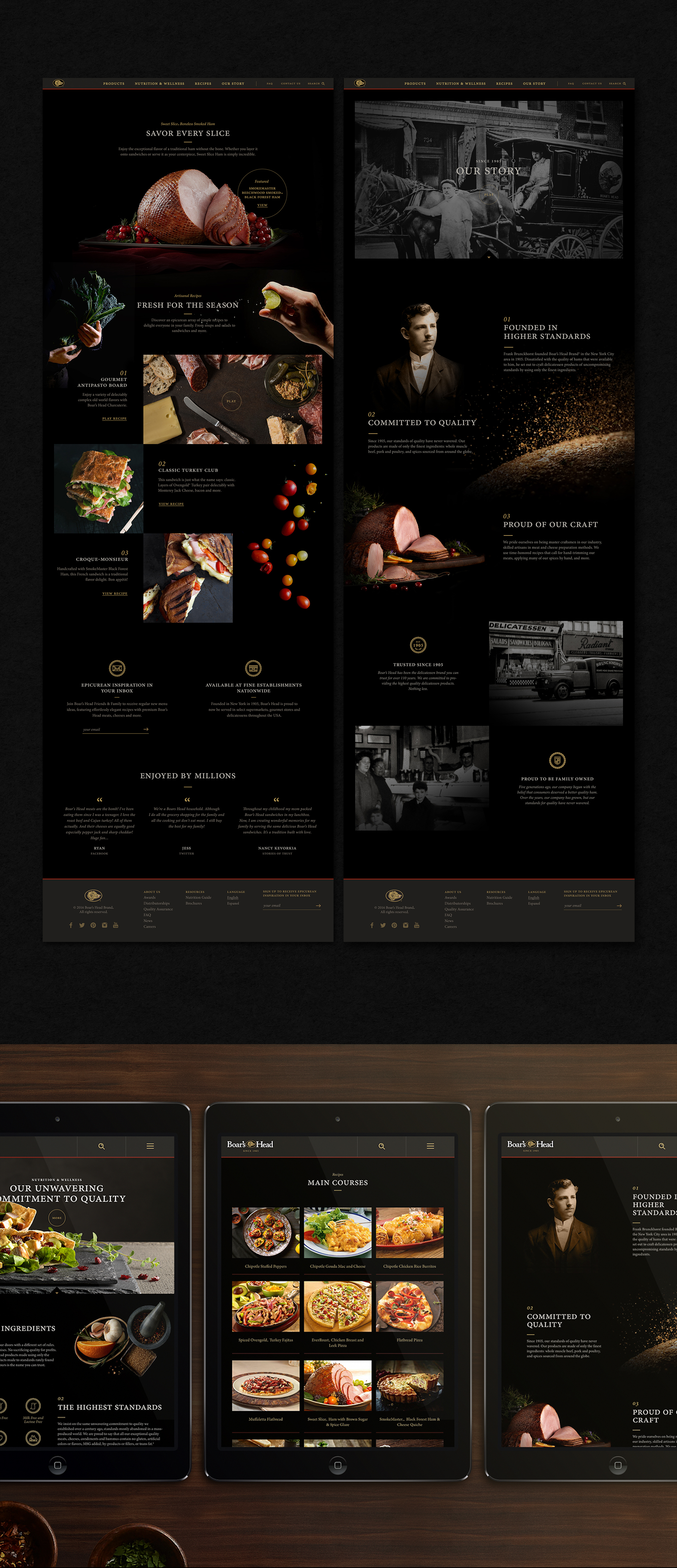     The Boar's Head corporate website positions them at the artisanal extreme of the deli category, with a moody and stark food-as-art approach. 