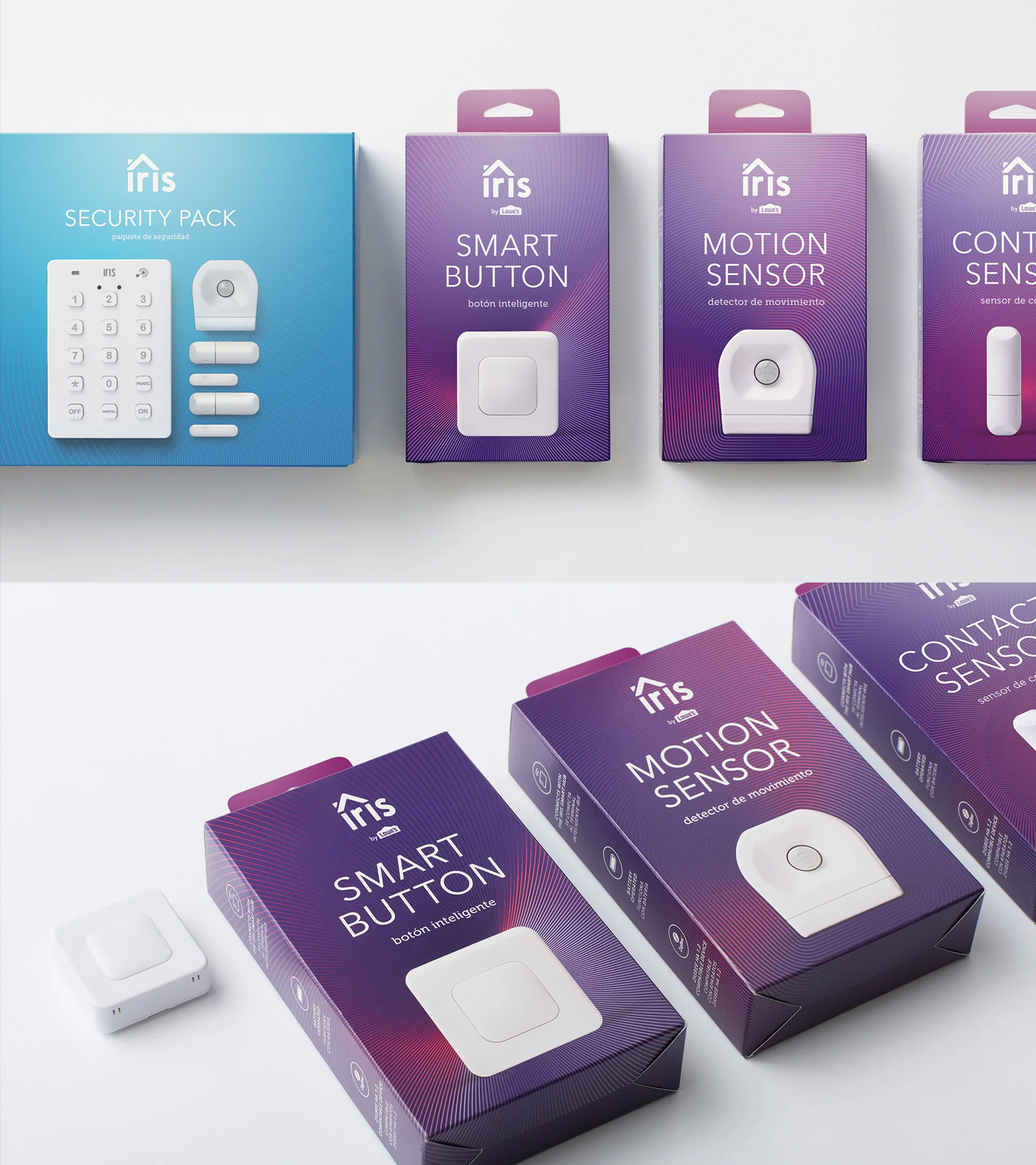  The linework system comes to life in the packaging, where each component is embellished its own unique pattern, abstractly depicting its role in the Iris ecosystem. While these patterns on component boxes are all radial or parallel, the packs, depic