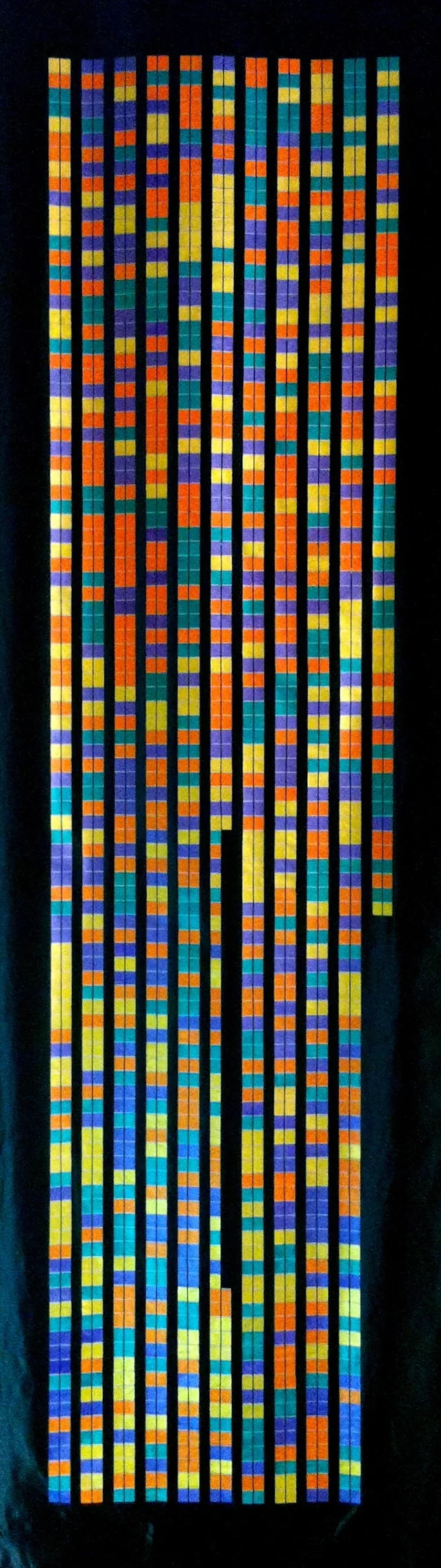 The left banner has a gap where the deletion occurs. When seen this way, it highlights how the wild and mutant forms have the identical sequence, except for a small piece missing in the middle. 