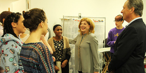 Sheri and Les Biller chat with Rising Star Project students backstage.