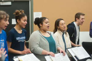 From left to right, performing students Emily Brooks, Emilie Hanson, Mia Luna, Maya McQueen, Matt Seib