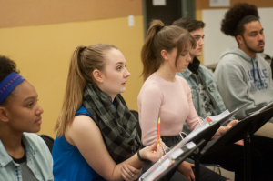 From left to right, Sophie Hall, Sarah Dennis, Sophie Poole, Phillip Solheim and Javier Luna
