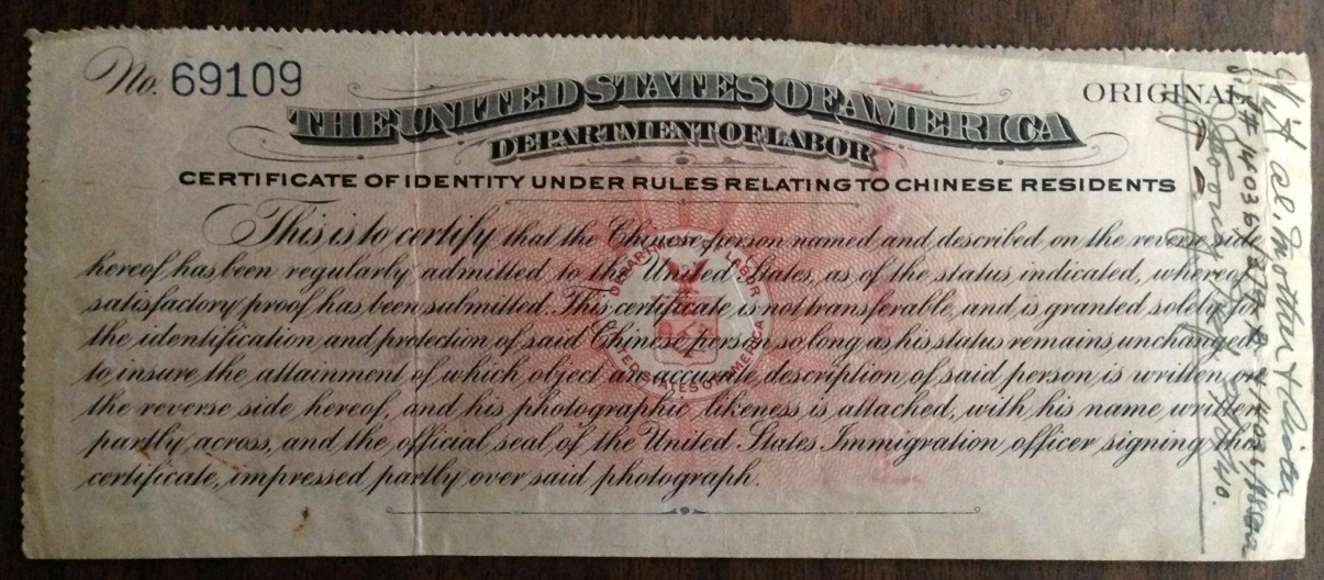 Roland's immigration papers from 1932/33