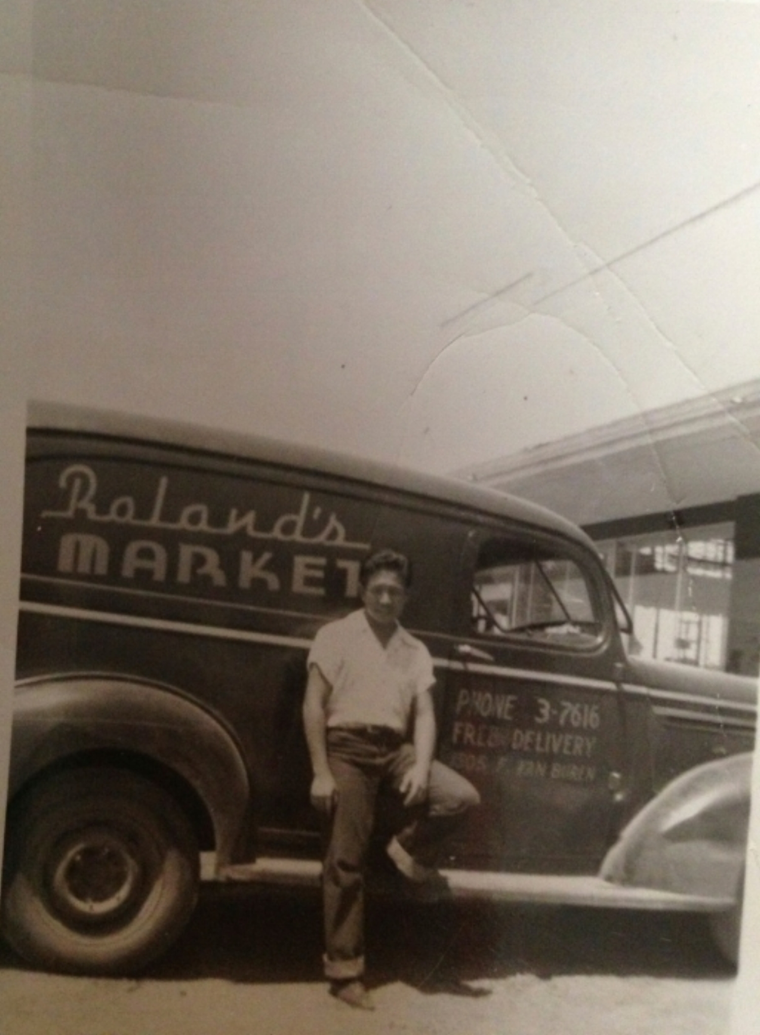 Roland's son Kai with the Roland's truck in 1948