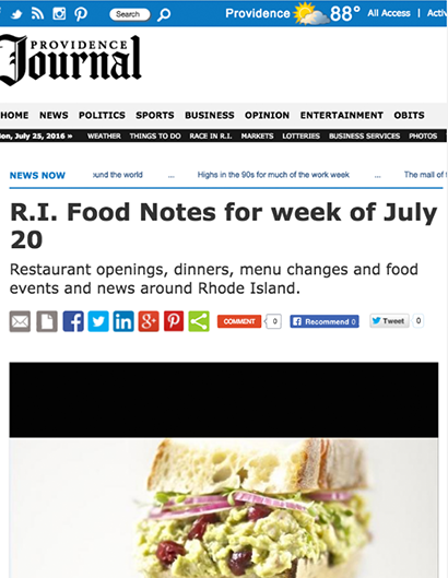 R.I. FOOD NOTES FOR THE WEEK OF JULY 20
