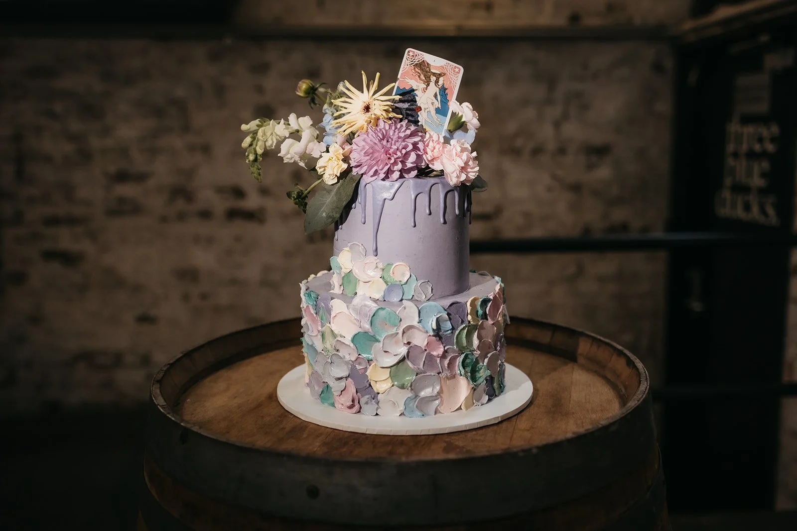 Abstract vegan wedding cake