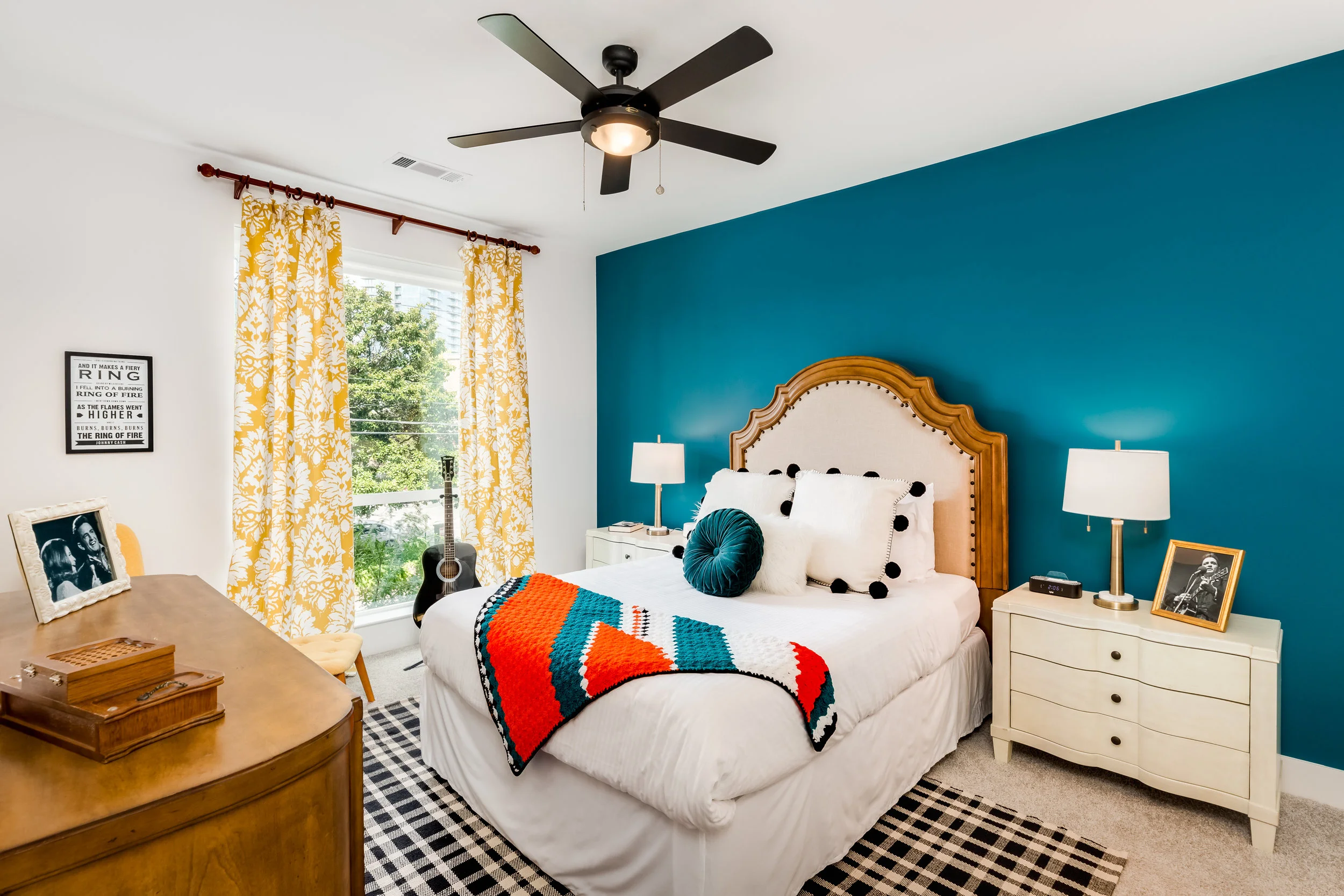Go back in time and stay in this Mid-Century Master Bedroom inspired by Johnny Cash and June Carter.