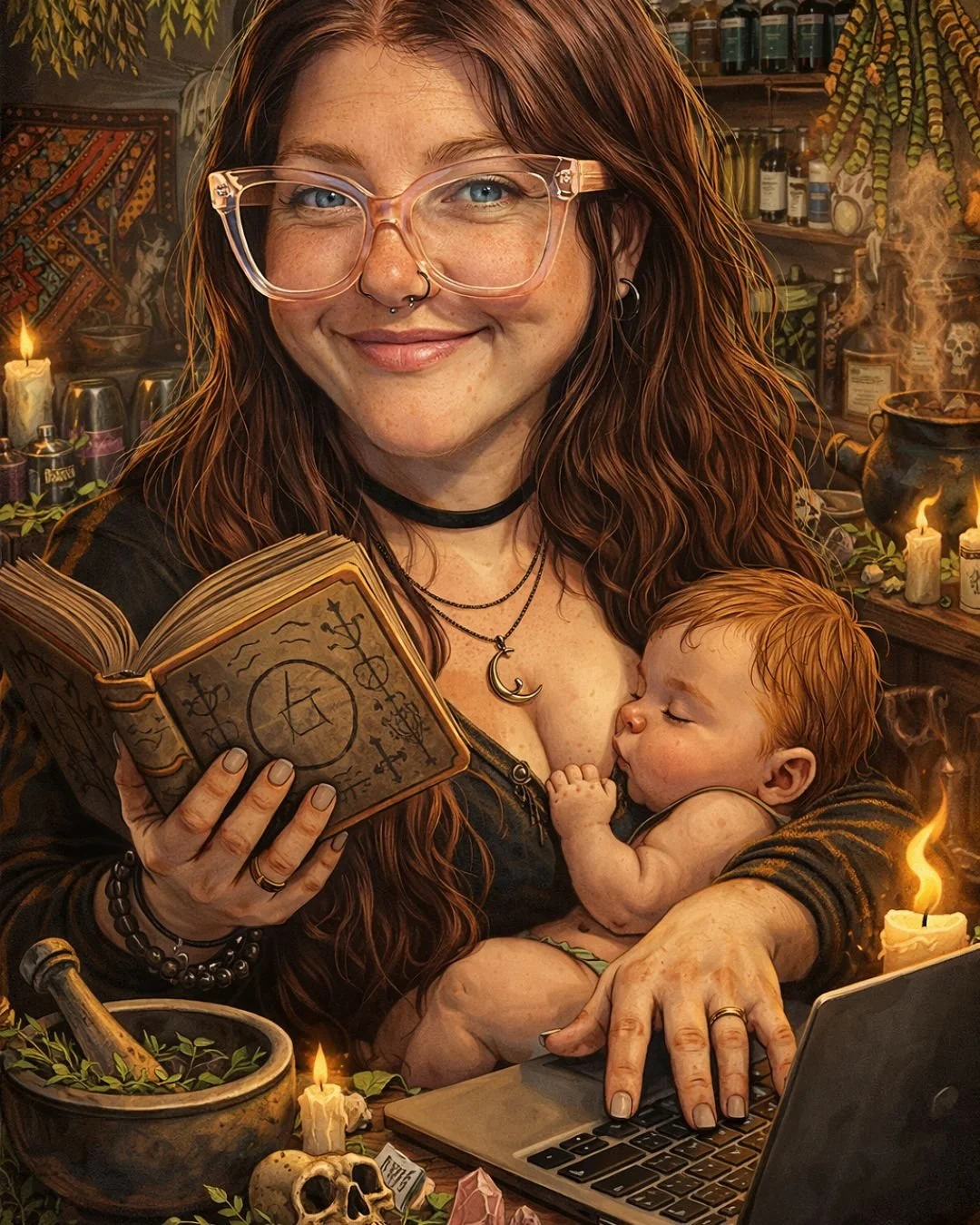 This is what my work looks like to me... 

I jumped on the trend and its clear to see... 

I'm not a green smoothie wellness girlie... 

I've built my business with babes on hips, herbs and crystals on my desk. With trauma informed care, nervous syst