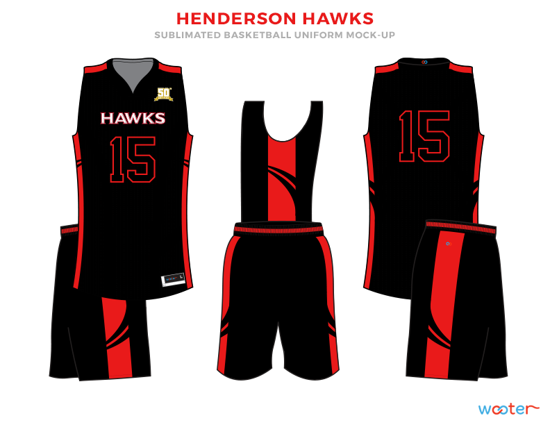 HENDERSON HAWKS Black Pink and White Basketball Uniforms, Jersey and Shorts