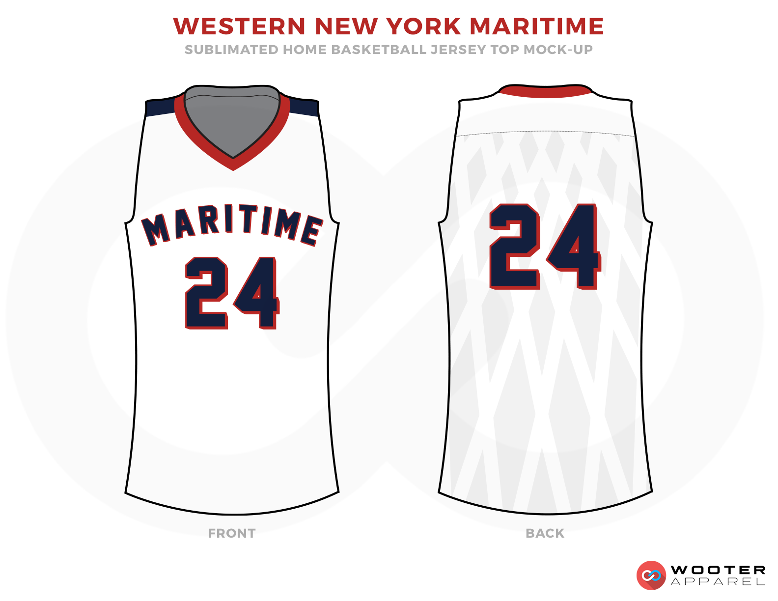 WESTERN NEW YORK MARITIME White Red and Blue Basketball Uniforms, Jerseys