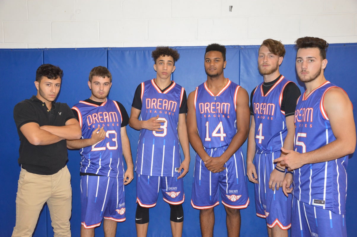DREAM Black Blue White and Pink Basketball Uniforms, Jersey and Shorts
