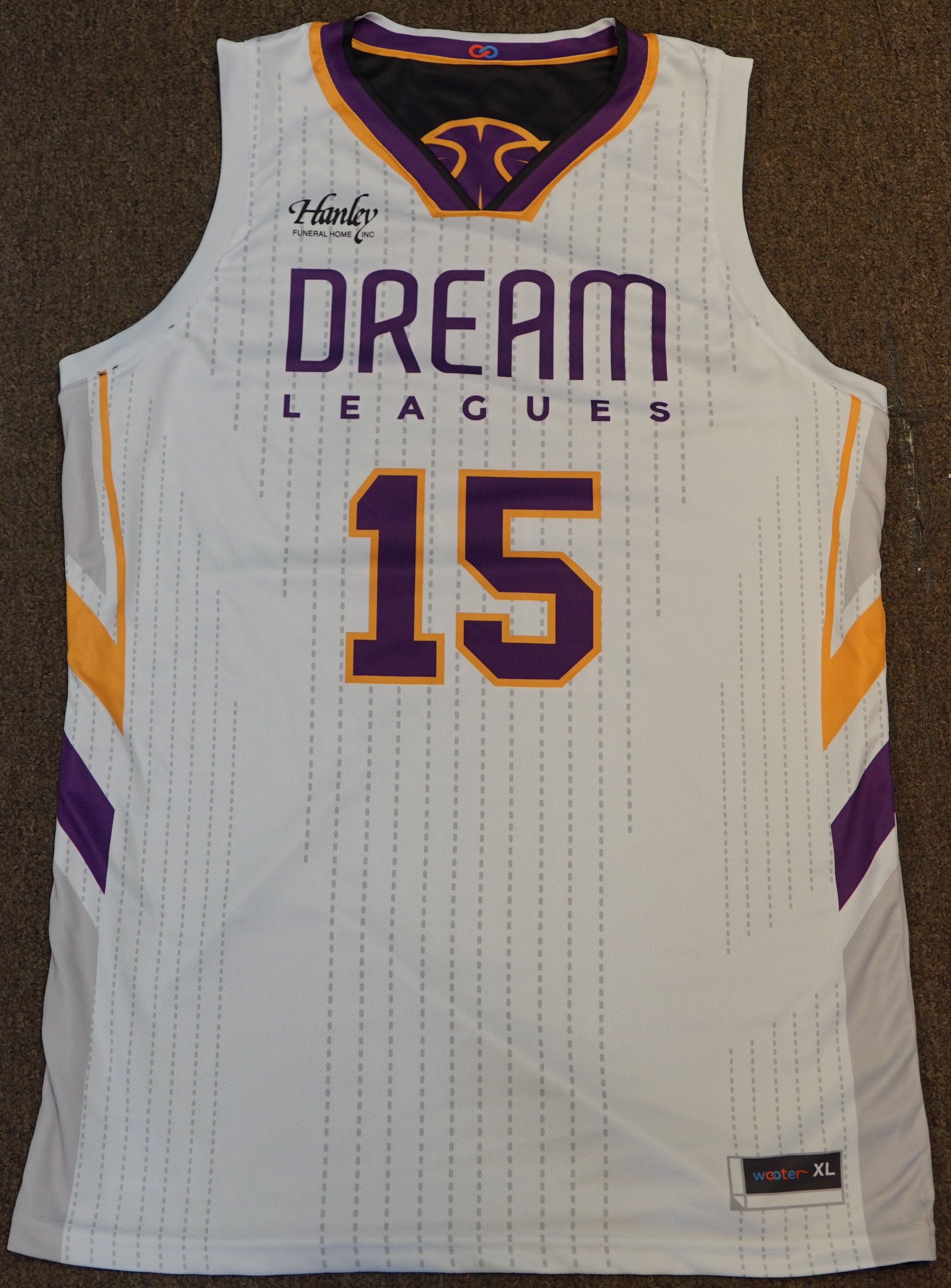 DREAM LEAGUES White Purple Black Orange and Yellow Basketball Uniforms, Jerseys