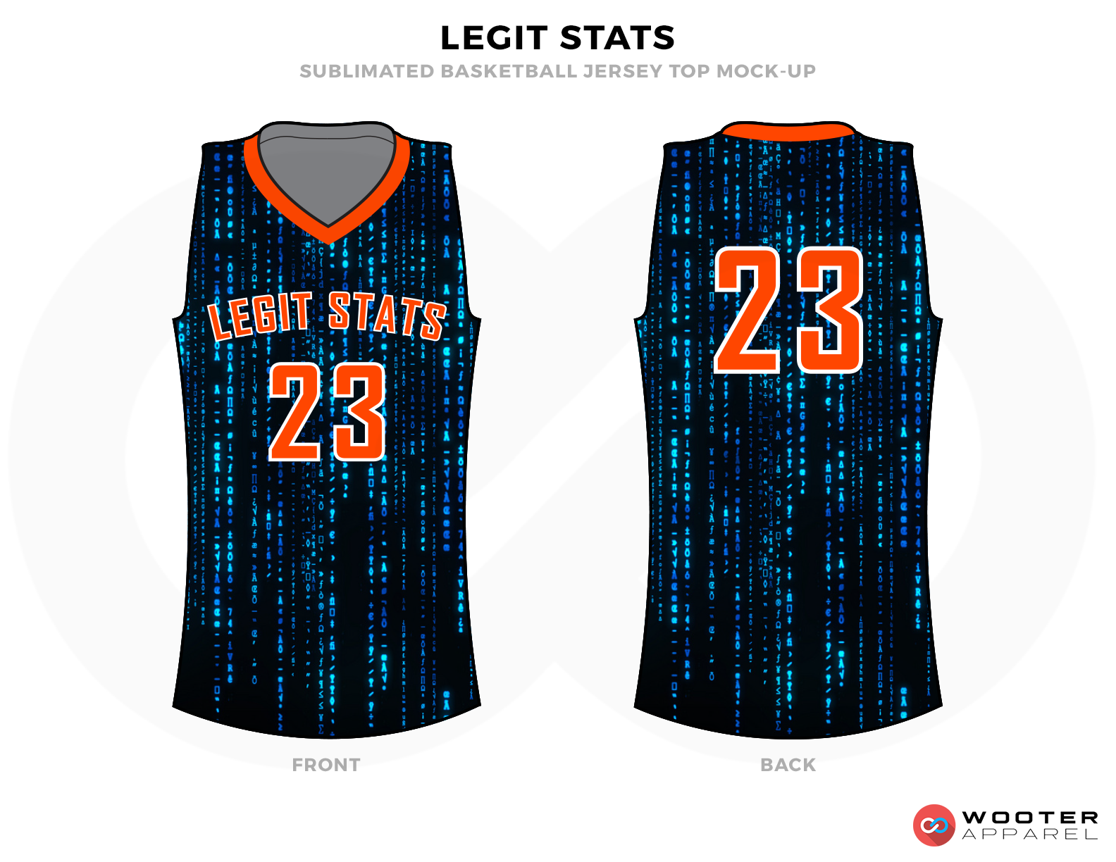 LEGIT STATS Black Blue and Orange Basketball Uniforms, Jersey