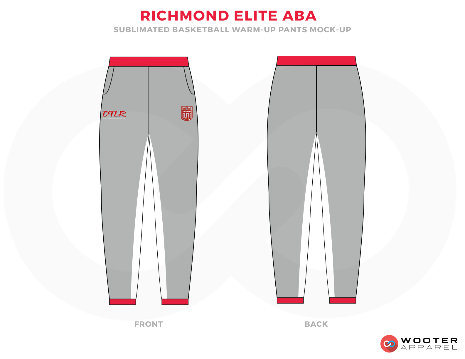 RICHMOND ELITE ABA Grey Red and White Basketball Uniforms, Pants