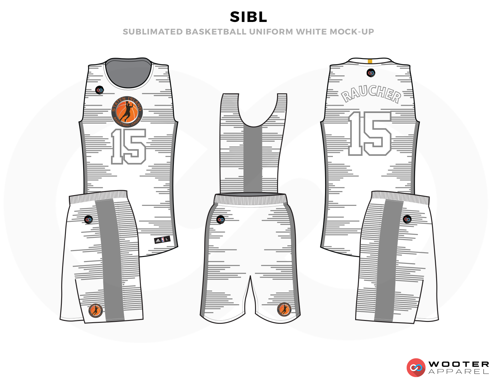 SLBL Grey White Black and Orange Basketball Uniforms, Jersey and Shorts