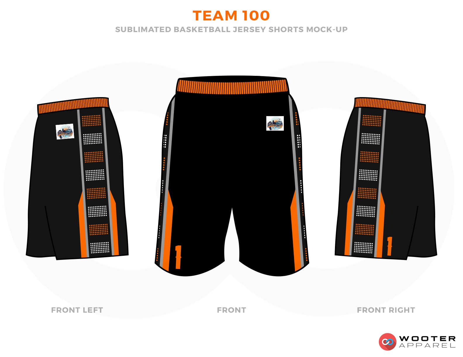 TEAM 100 Black Orange Brown and White Basketball Uniforms, Jersey and Shorts