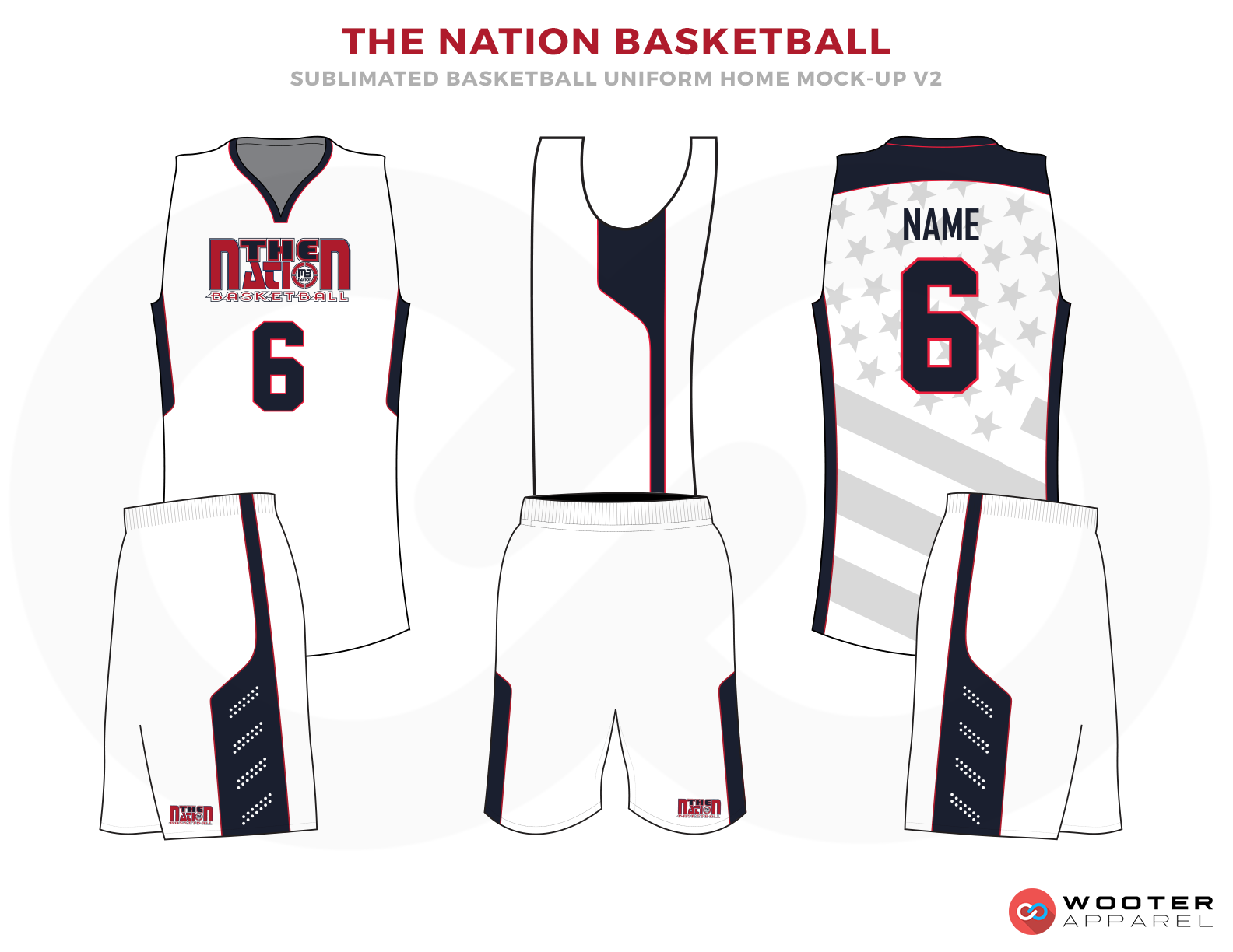 THE NATION BASKETBALL White Blue and White Basketball Uniforms, Jersey and Shorts
