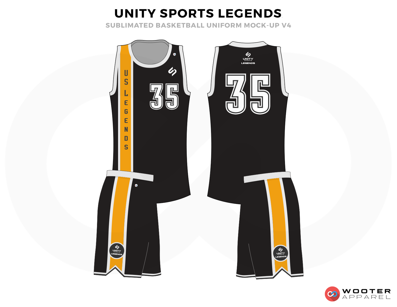 UNITY SPORTS LEGENDS Black and White Basketball Uniforms, Jersey and Shorts