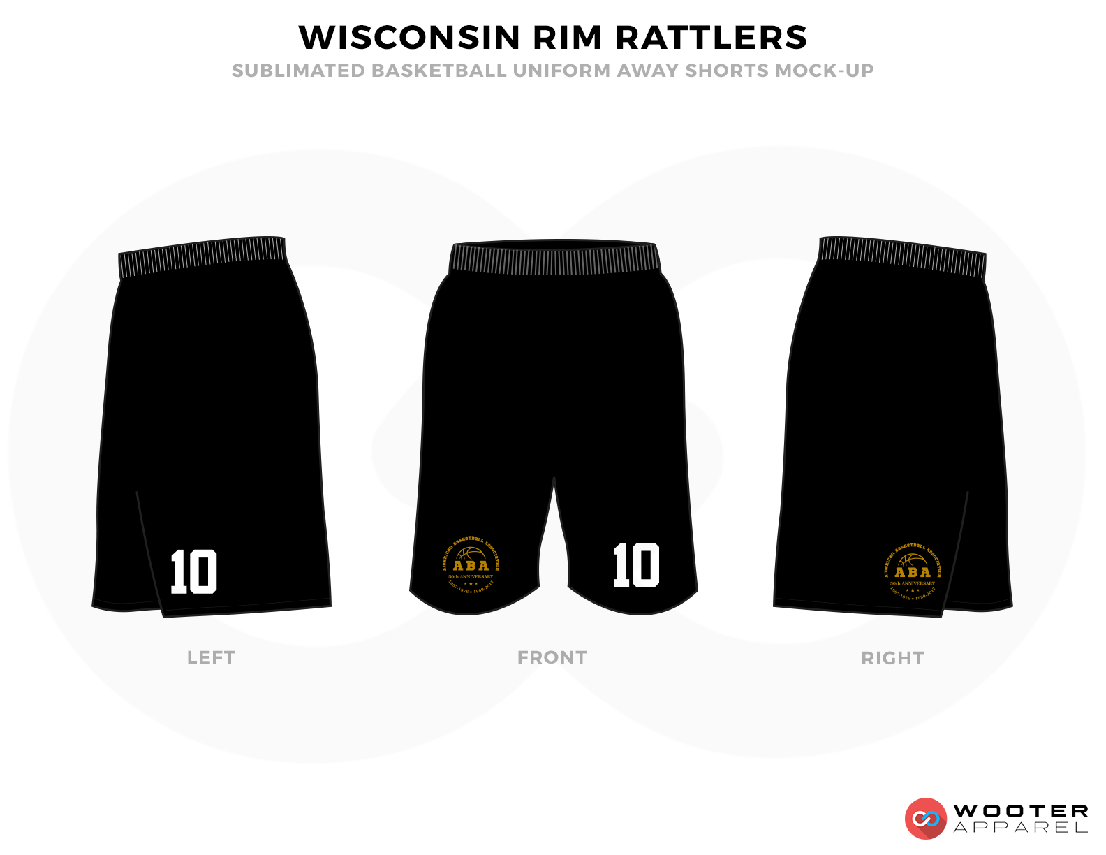 WISCONSIN RIM RATTLERS Black Yellow and White Basketball Uniforms,Shorts