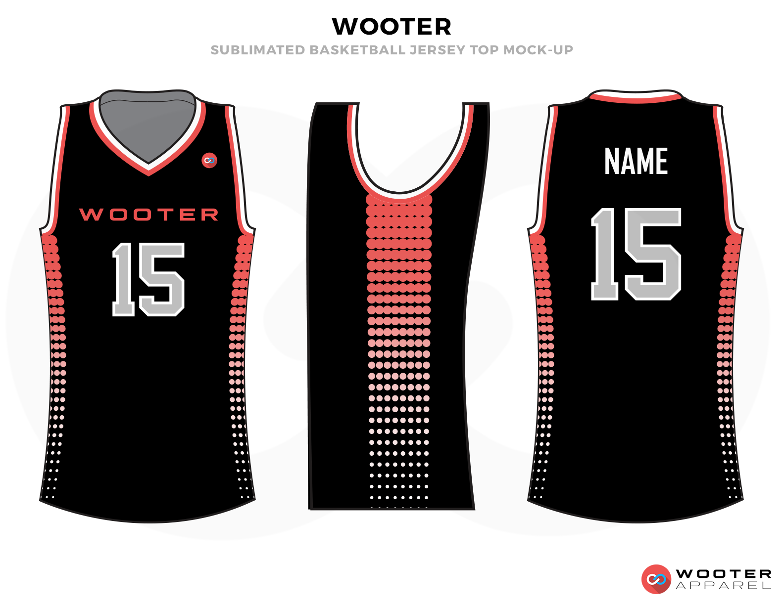 WOOTER Black Pink and Grey Basketball Uniforms, Shirts
