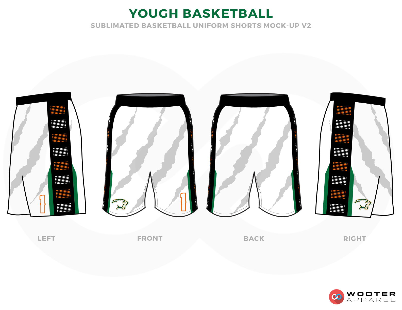 YOUGH BASKETBALL Black Grey Brown and White Basketball Uniforms, Shorts