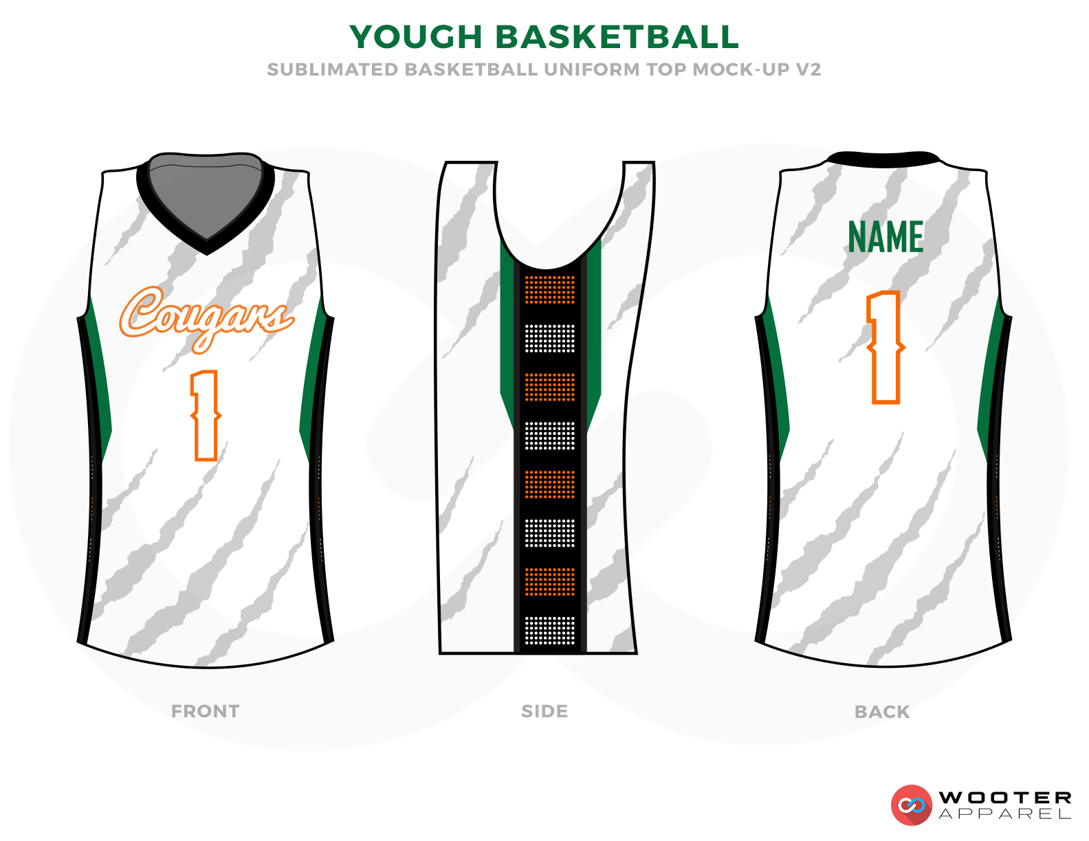 YOUGH BASKETBALL White Grey Green Red and Black Basketball Uniforms, Shirts
