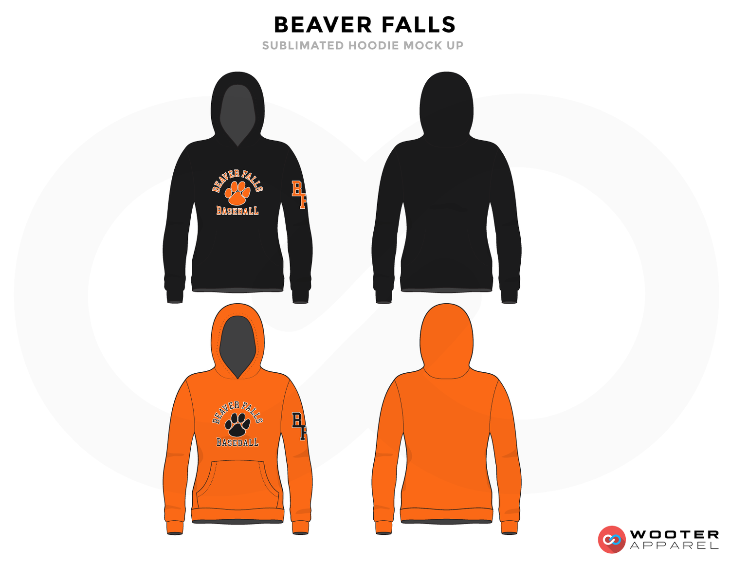 BEAVER FALLS Black Orange and Grey Baseball Uniforms, Hoodies