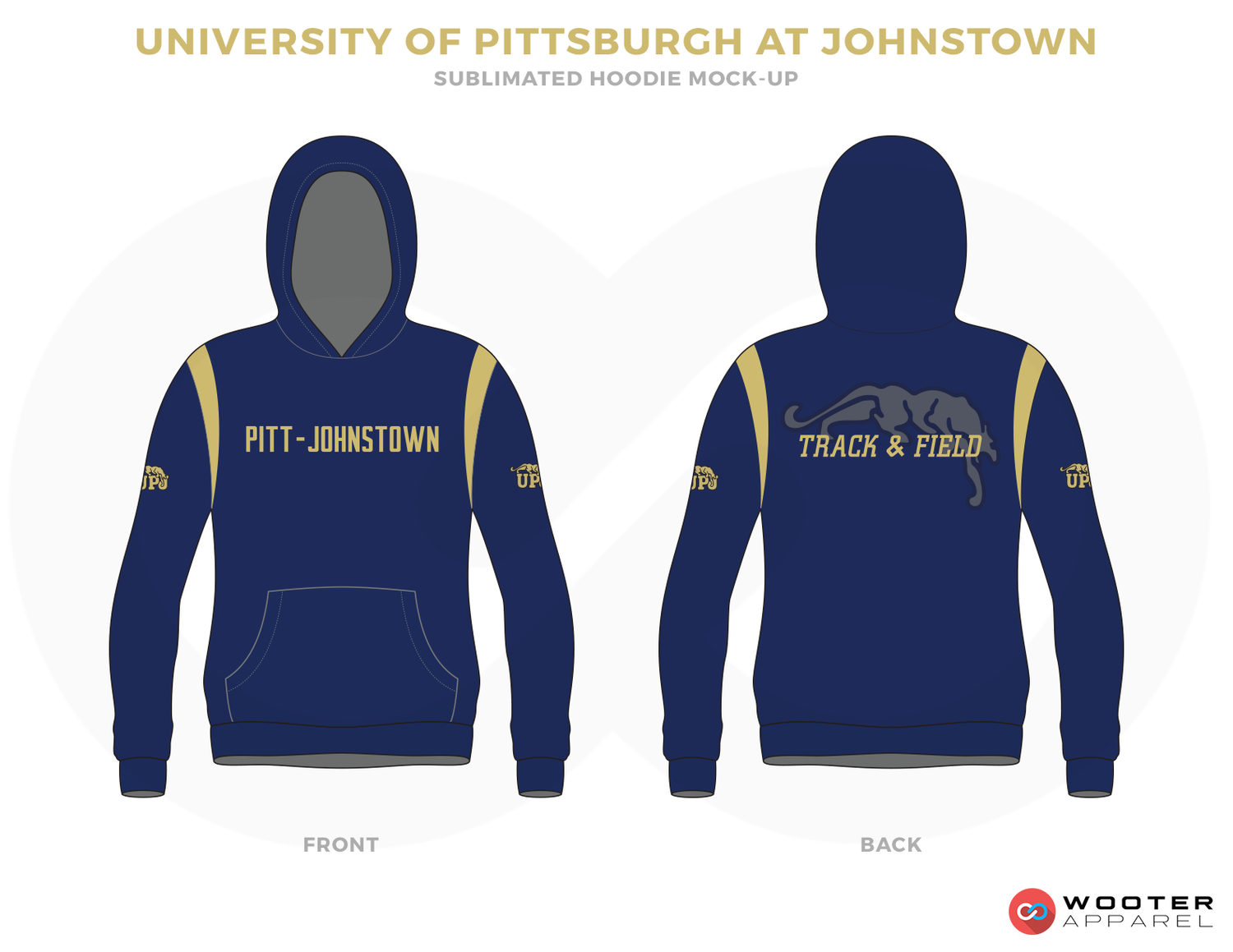 UNIVERSITY OF PITTSBURGH AT JOHNSTOWN Blue Vegas Gold and Grey Baseball Uniforms, Hoodies