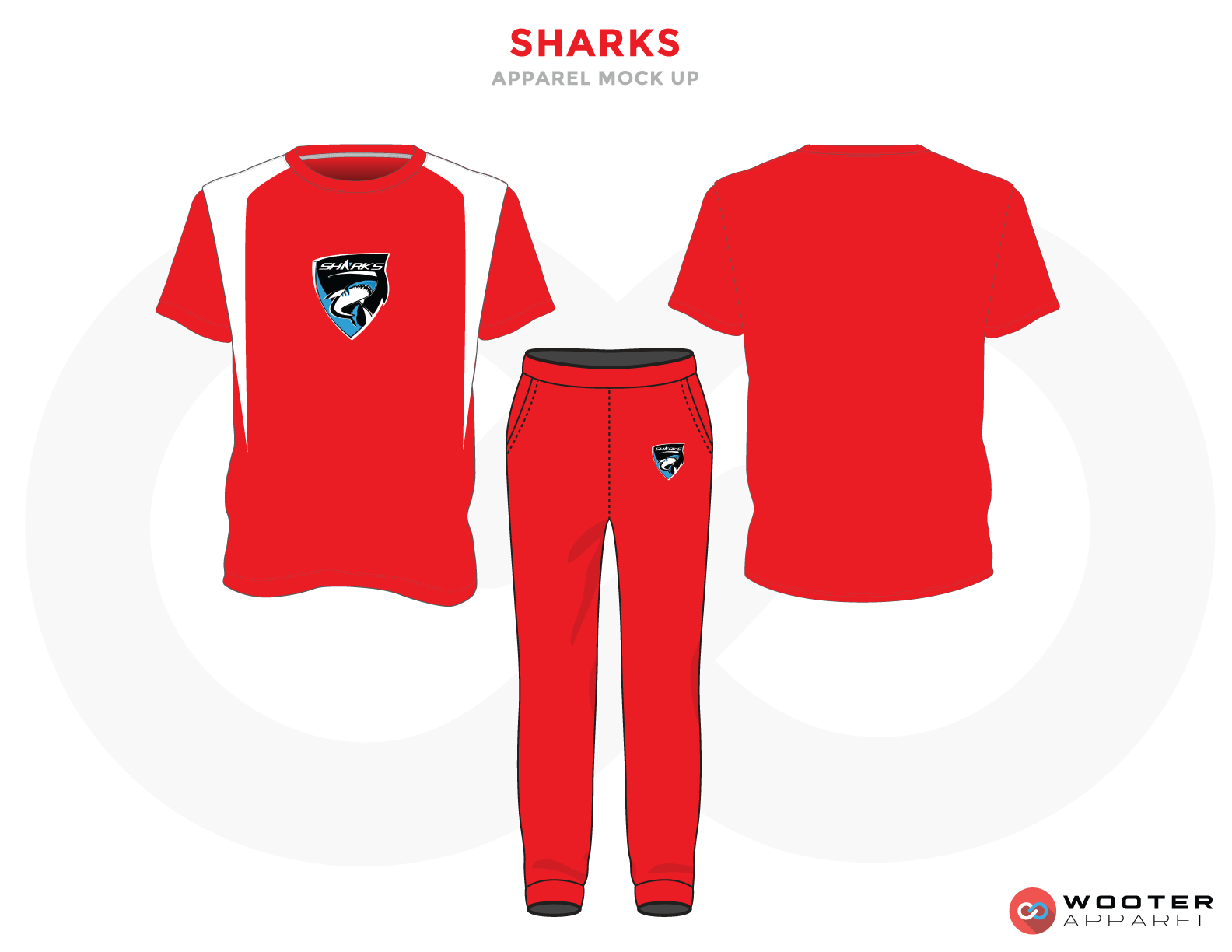SHARKS White Red Blue and Black Baseball Uniforms, Jersey and Pants