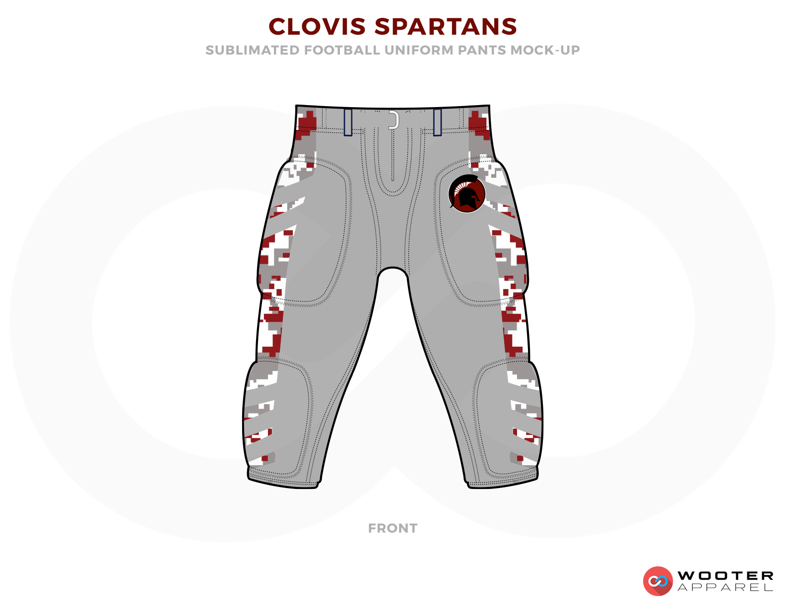 CLOVIS SPARTANS Grey Red and White Football Uniforms, Pants