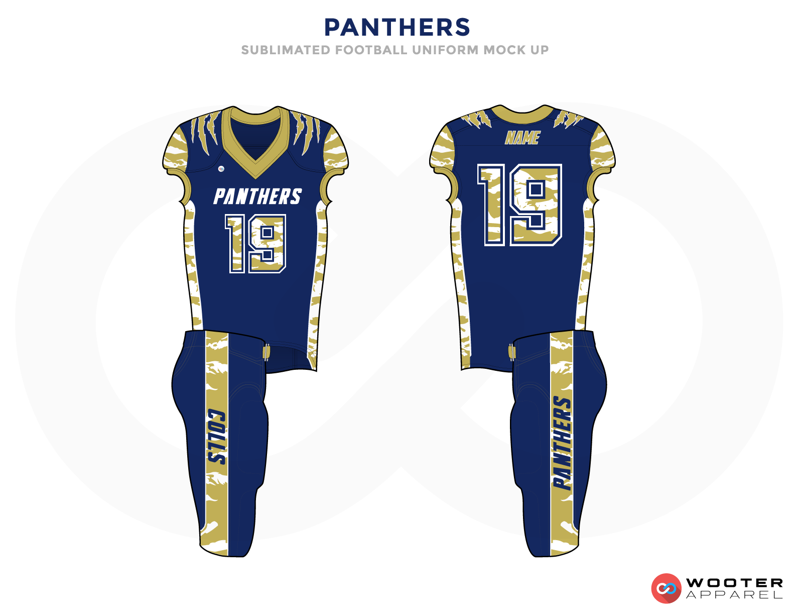 PANTHERS Blue Yellow and White Football Uniforms, Jersey and Pants