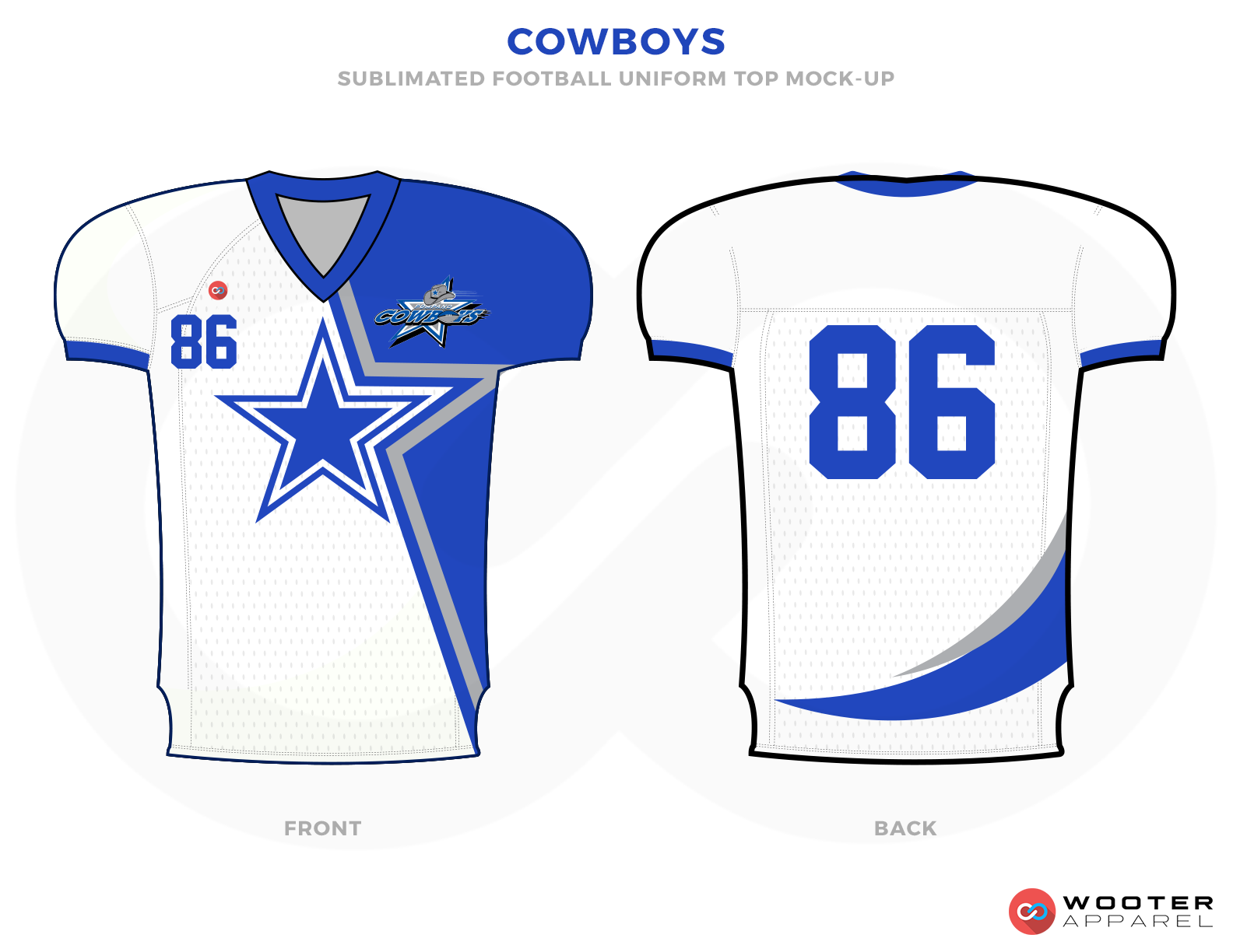 COWBOYS White Blue Grey and Red Football Uniforms, Jerseys