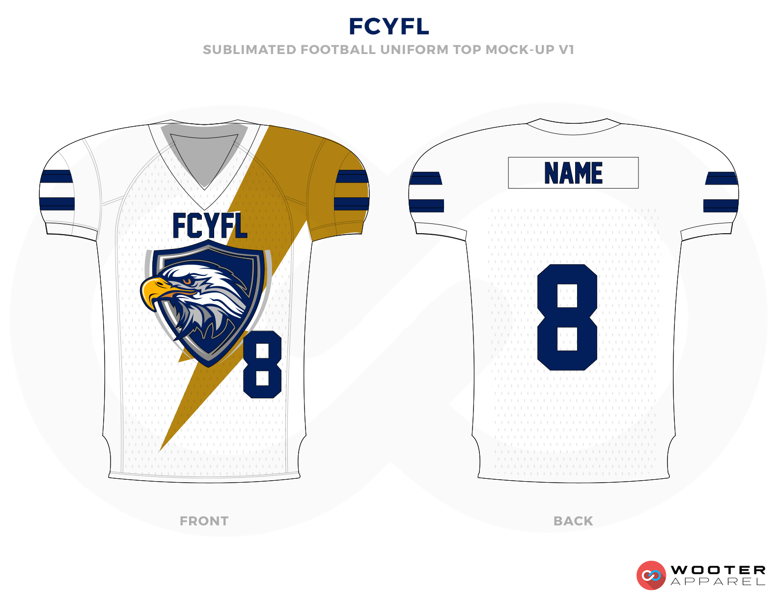 FCYFL White Corn Yellow and Blue Football Uniforms, Jerseys