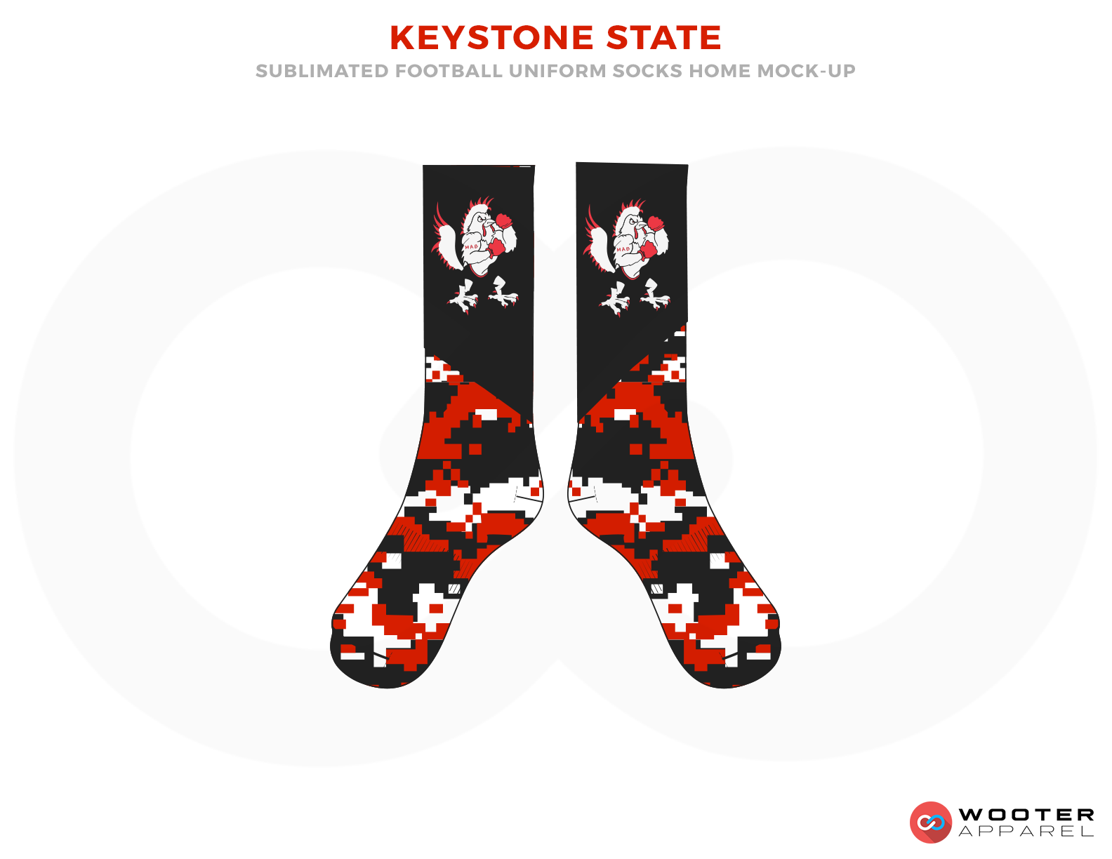 KEYSTONE STATE Black Red and White Football Uniforms, Socks.