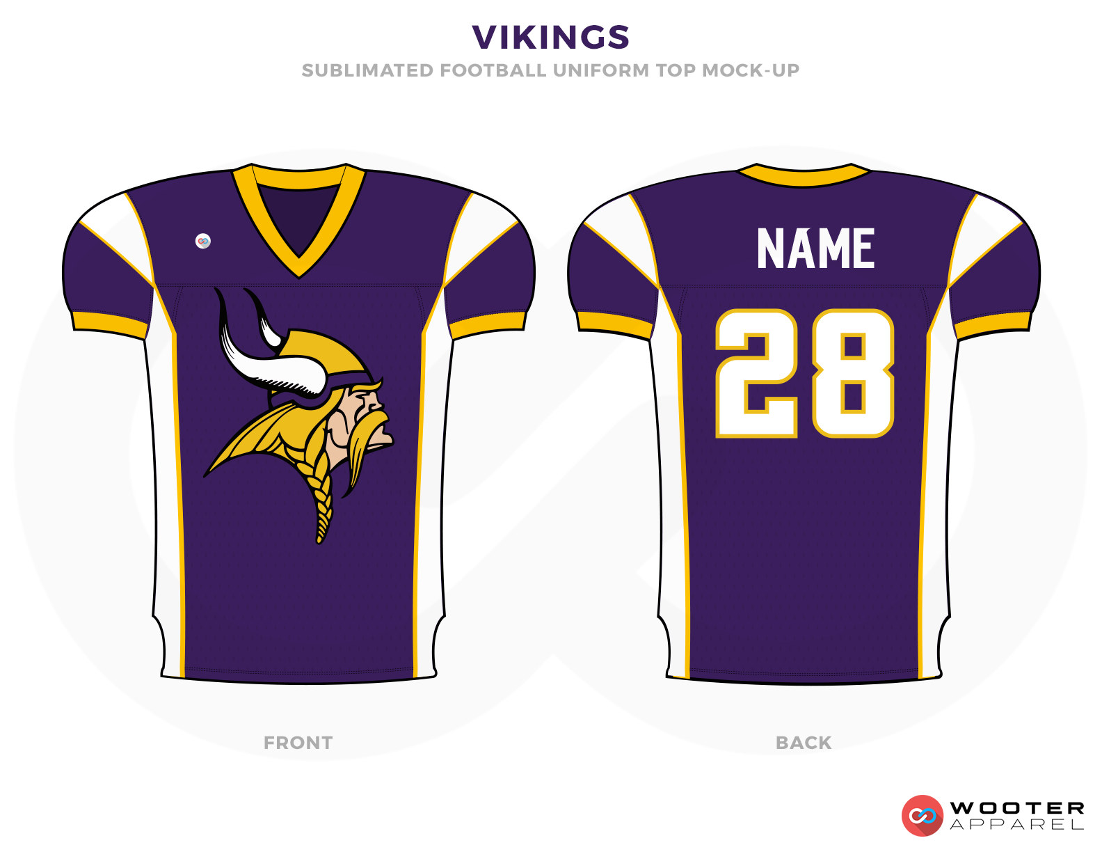 VIKINGS Purple Yellow White and Black Football Uniforms, Jerseys