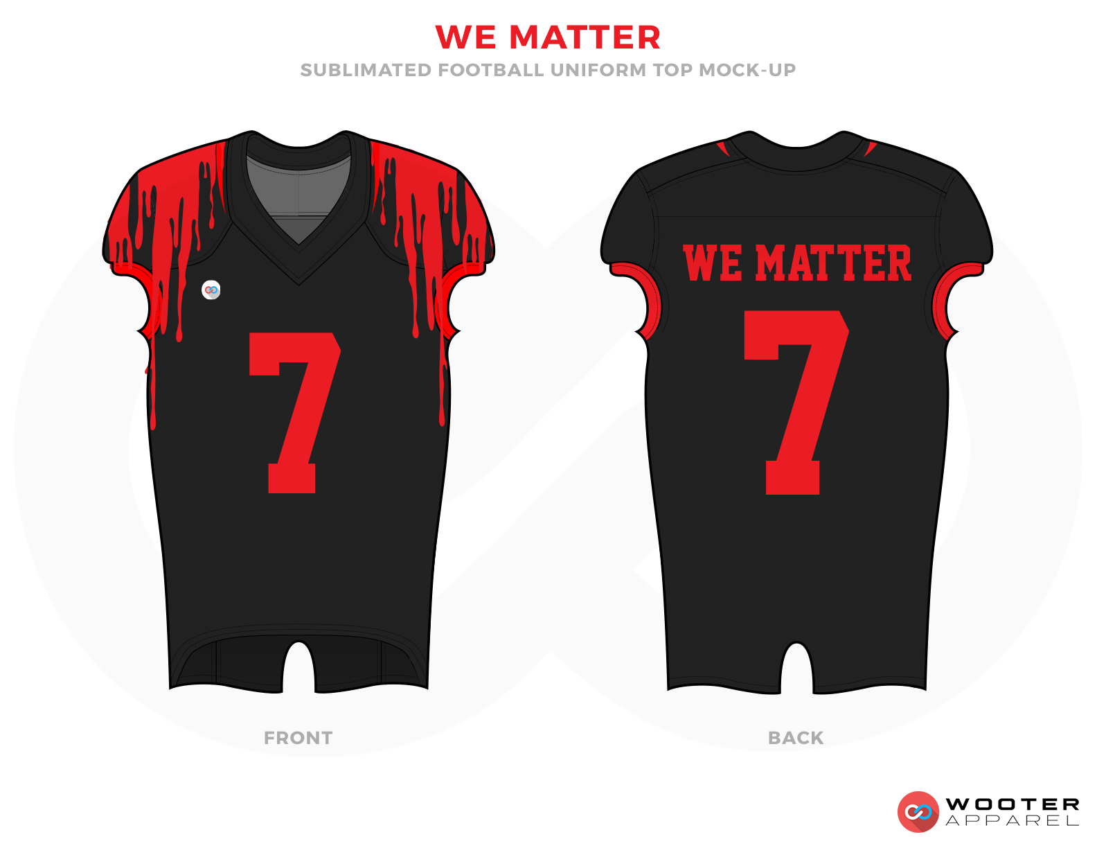 WE MATTER Black and Red Football Uniforms, Jerseys