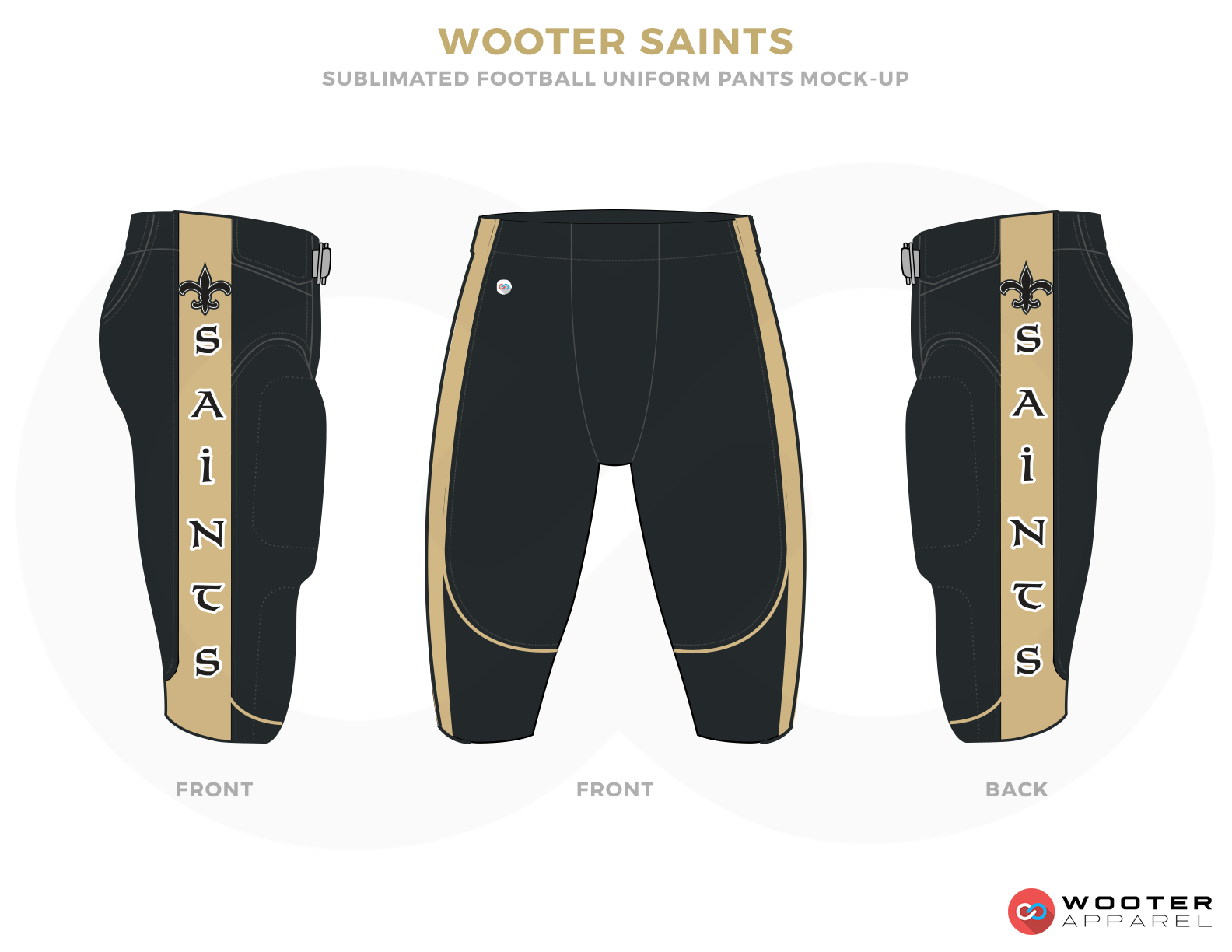 WOOTER SAINTS Black and Brown Football Uniforms, Pants