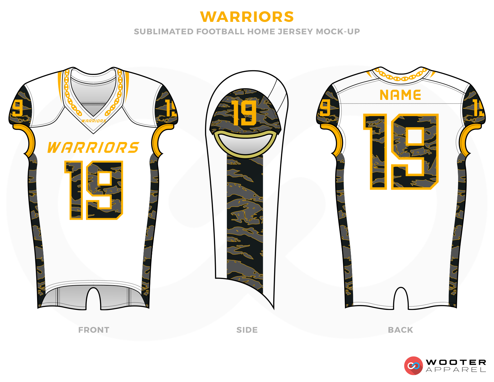 WARRIORS White Black Yellow and Grey football uniforms jerseys top