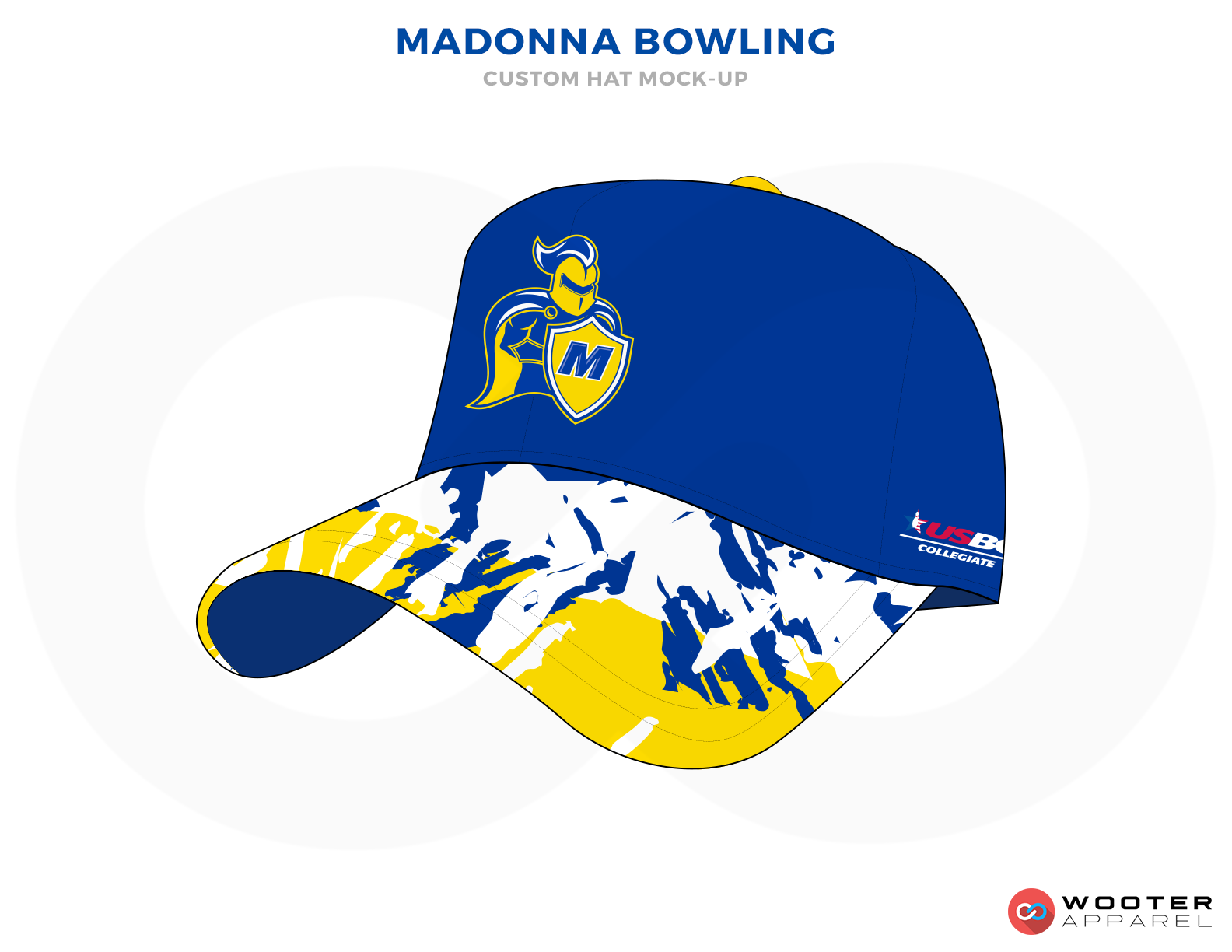 MADONNA BOWLING Blue Red Yellow and White custom bowling hat